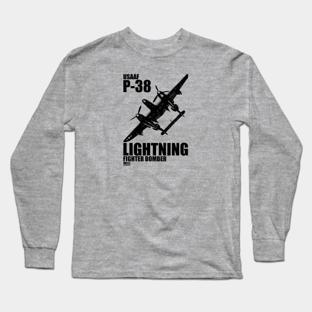 P-38 Lightning Long Sleeve T-Shirt by Tailgunnerstudios